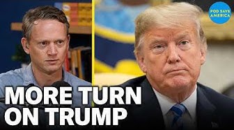 YouTube post by @podsaveamerica for Article. Caption reads: MAGA In REVOLT After Trump Breaks Key Promises.