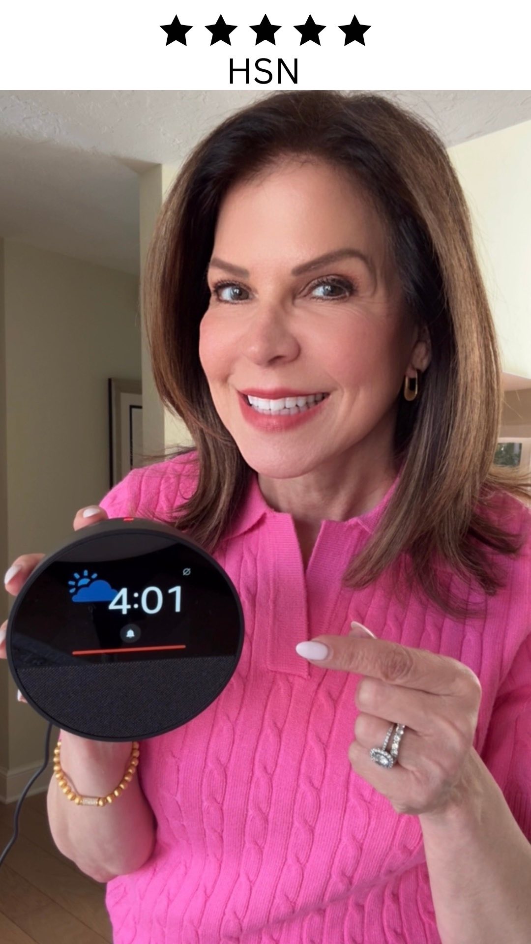 Instagram post by @gwenliveswell for HSN. Caption reads: 🥰Listen up to hear why I’m head over heels for my....