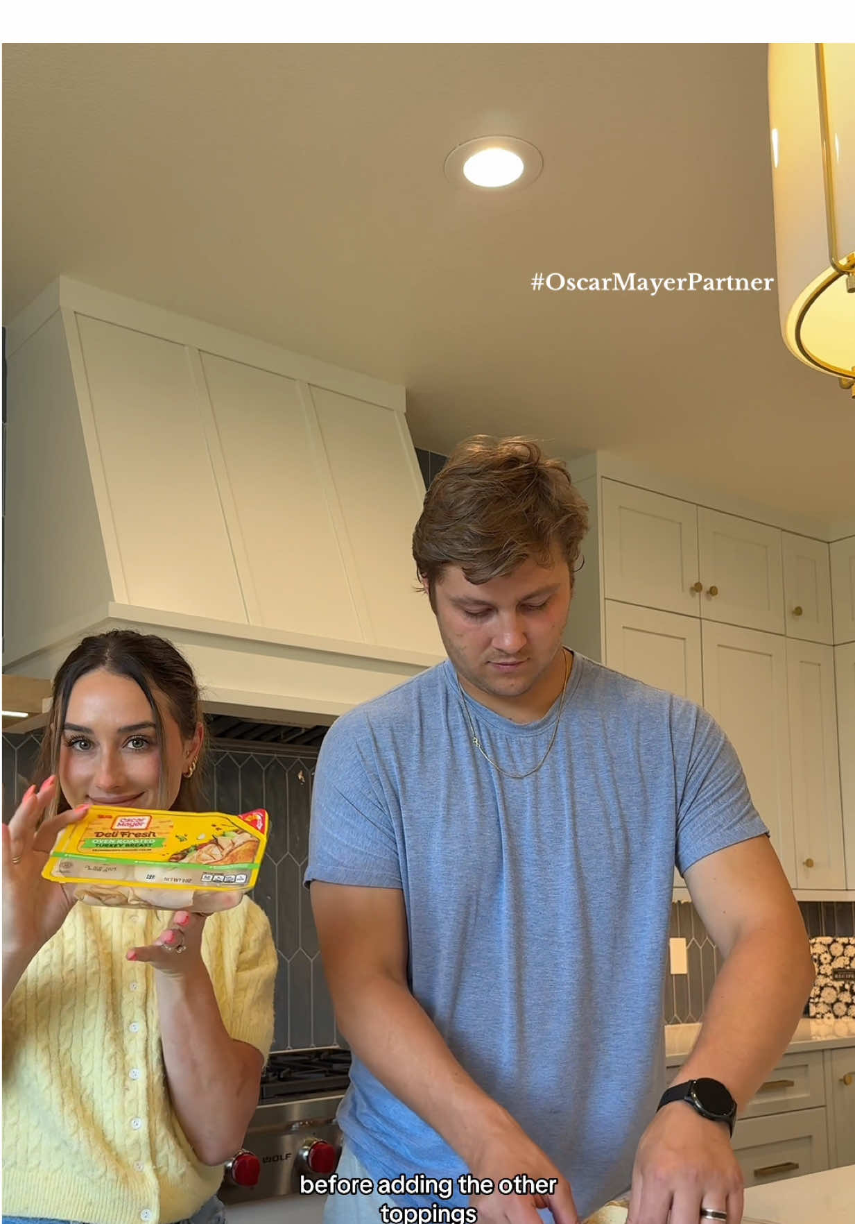 TikTok post by @omgitschloeb for Oscar Mayer. Caption reads: #OscarMayerPartner I’m tellllling you, once you....