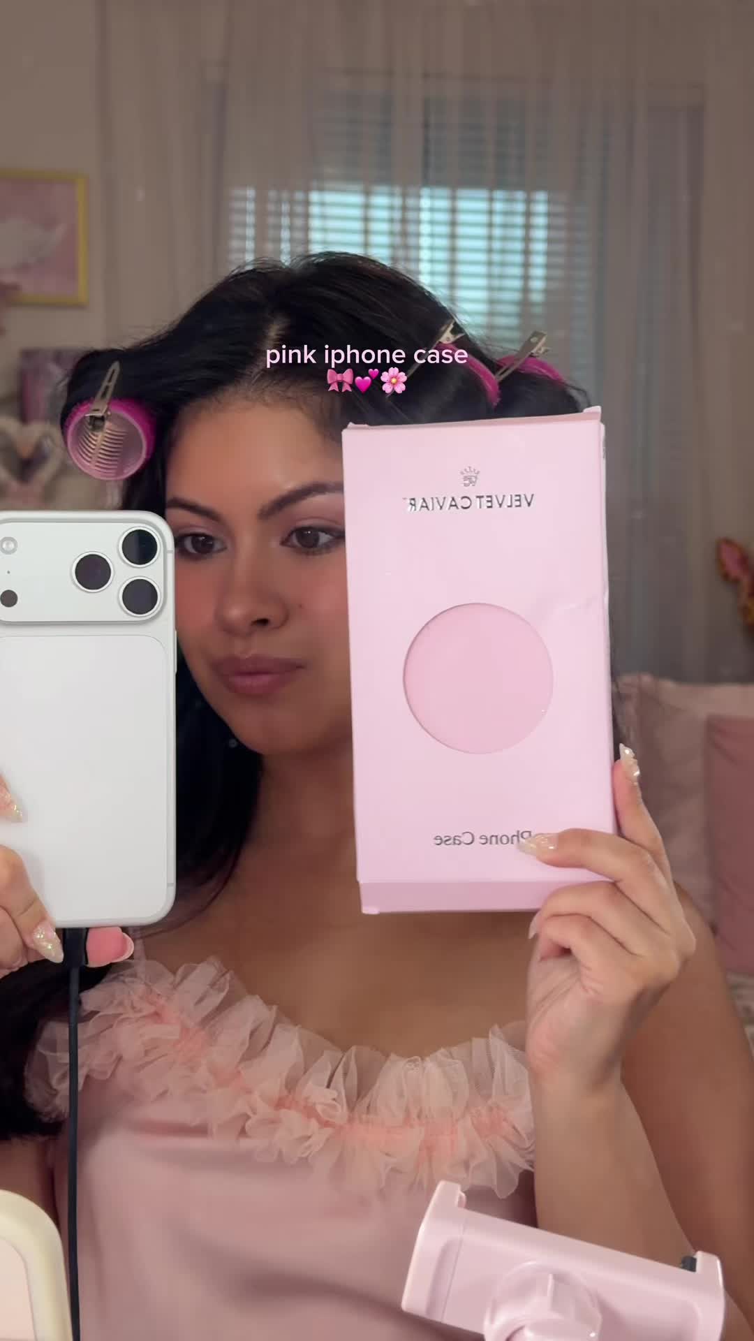 TikTok post by @saraiepalacio for VELVET CAVIAR. Caption reads: [...] or add stickers to it?🤭 @Velvet Caviar....