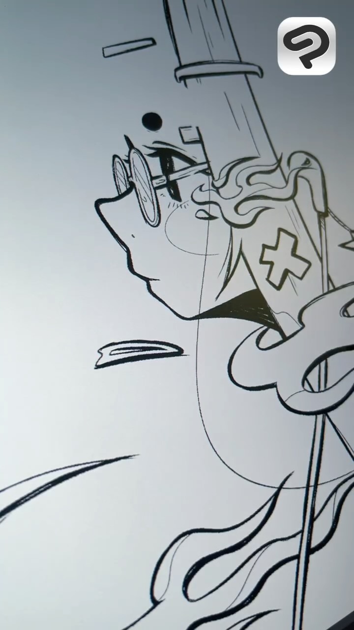 Instagram post by @chip.illus for Clip Studio Paint. Caption reads: Inking in Clip Studio Paint 🌟
.
The endless....