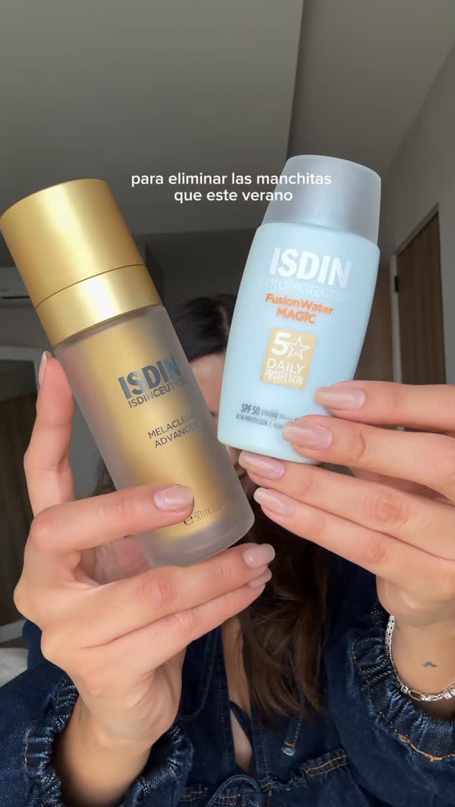 Instagram post by @sofiaguillemin for ISDIN. Caption reads: Rutina fácil en 2 pasos para eliminar o reducir....
