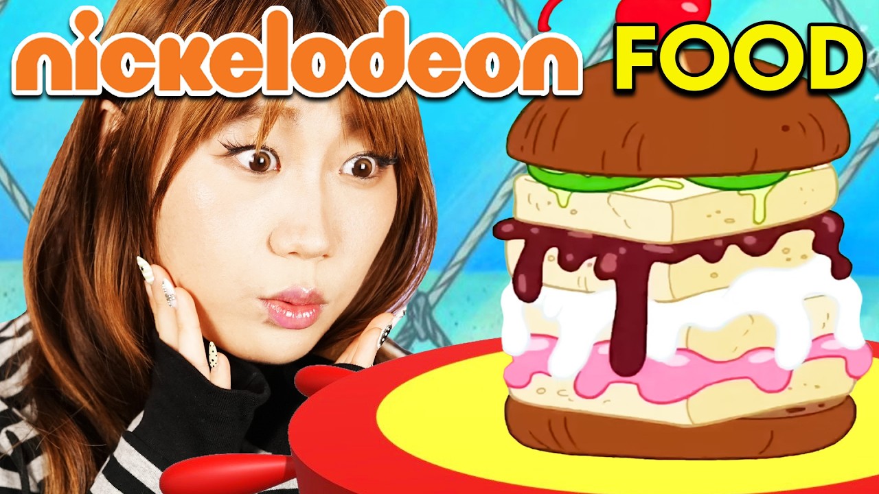 YouTube post by @PeopleVsFood for Imagine the PossiBITLYties 🧡. Caption reads: Do You Know The Nickelodeon Show From The Food?.