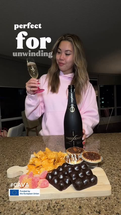 Instagram post by @erin22xoxo for Freixenet. Caption reads: [...] celebration. A cozy night in with....