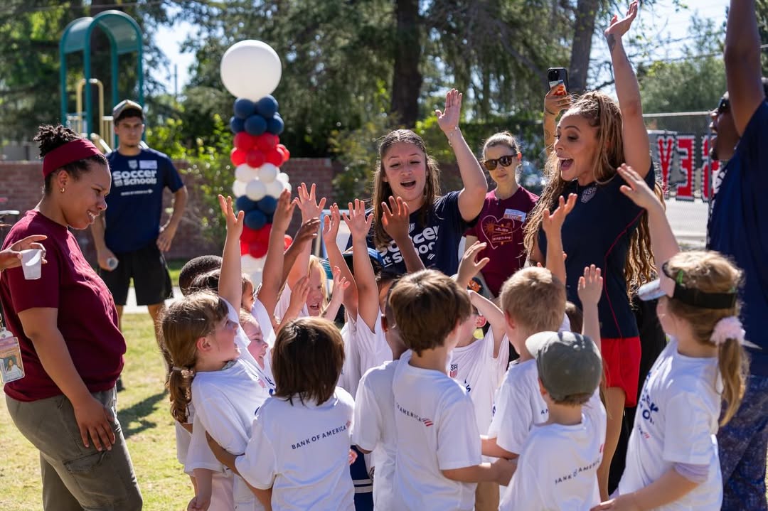 Instagram post by @sydneyleroux for Bank of America. Caption reads: [...] launching Soccer at Schools with....