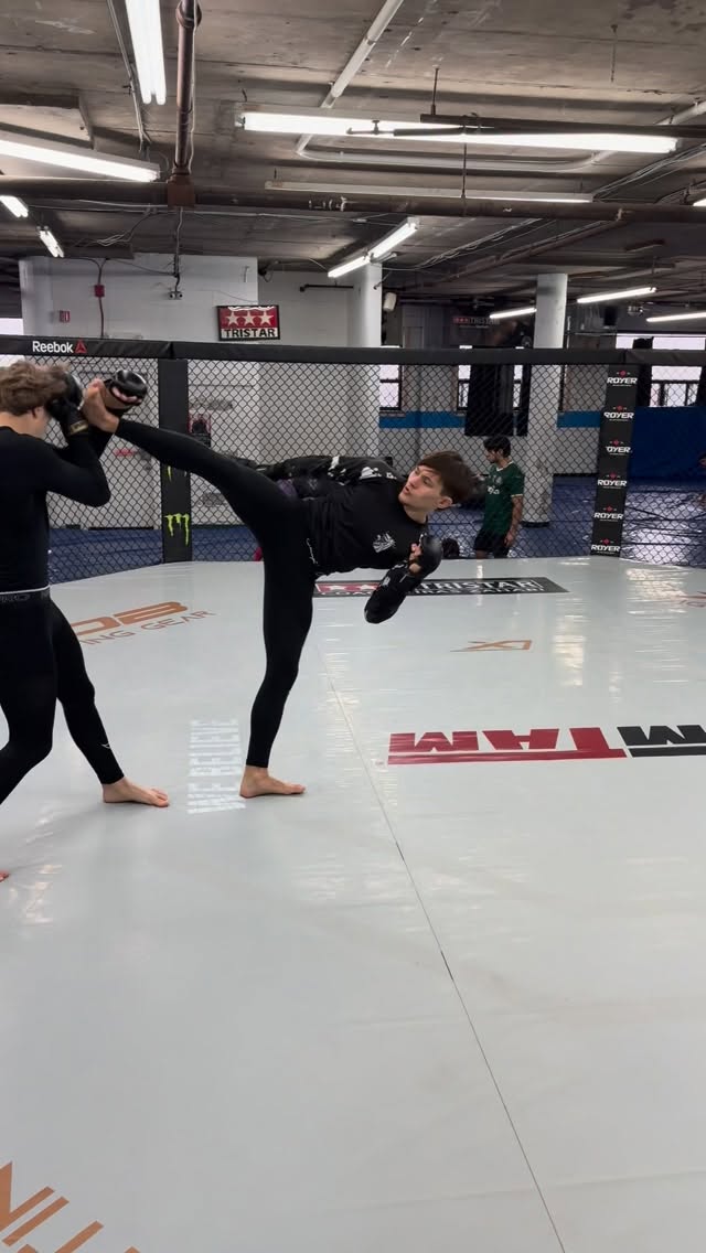 Instagram post by @tommymorrisson for Hayabusa Fightwear. Caption reads: Keeping it playful after a hard sparring session....