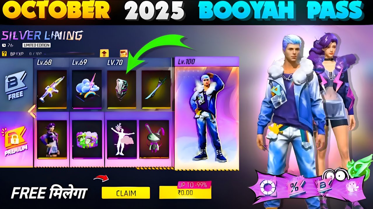 YouTube post by @GUNMAXGAMING for Honeygain. Caption reads: October 2025🔥 Booyah Pass Full Review | Next....