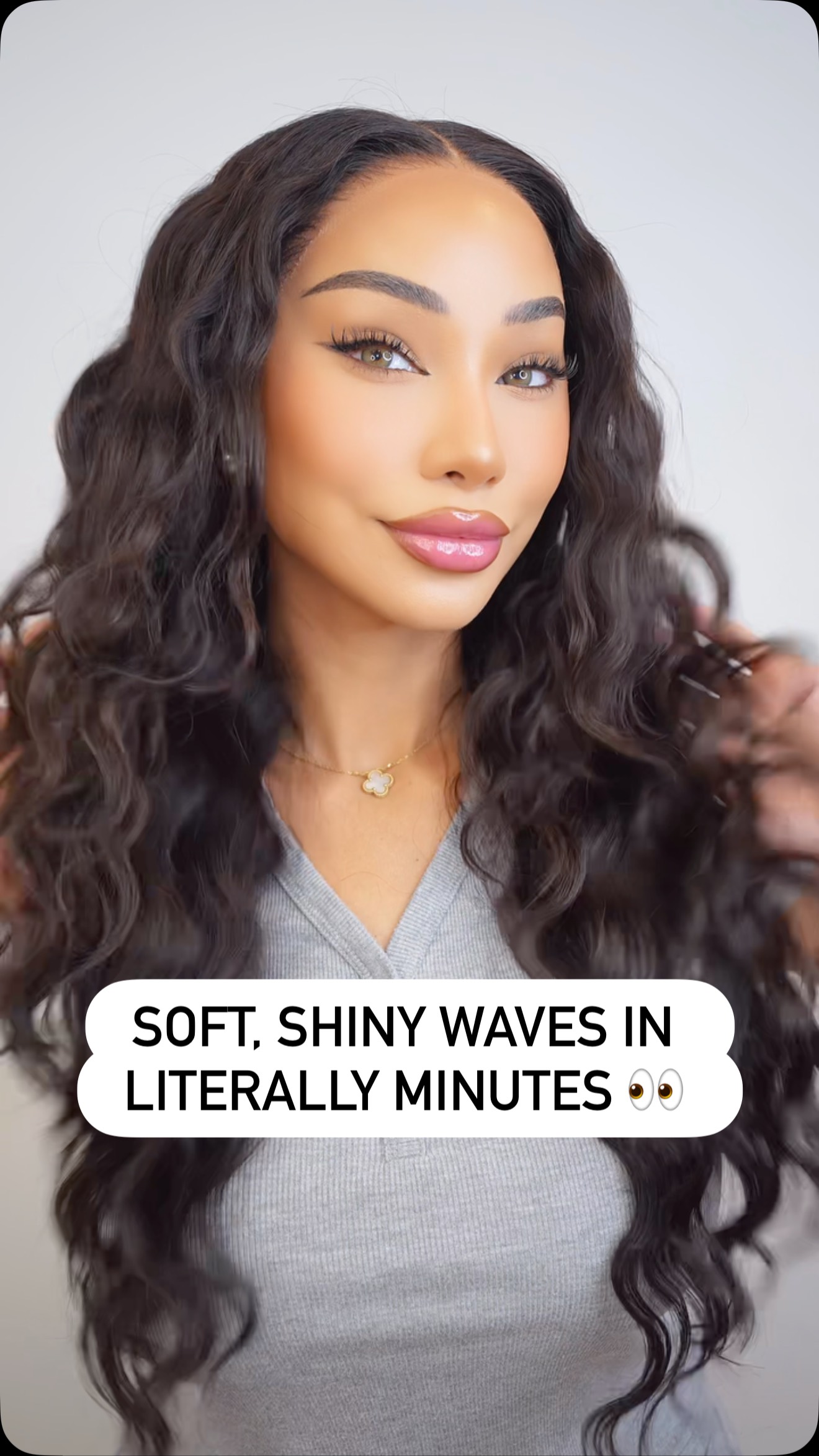 Instagram post by @thefashionfreakk for L'ange Hair. Caption reads: Okay but the fact it BEEPS when your wave is....