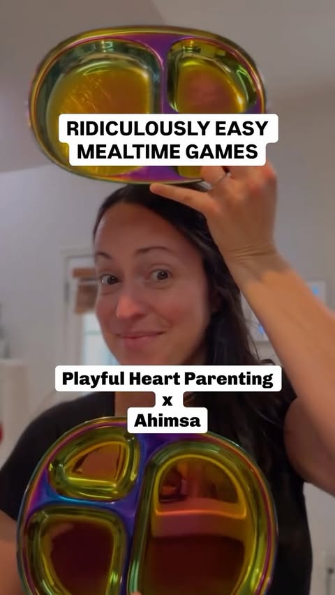 Instagram post by @playfulheartparenting for Ahimsa Home. Caption reads: Mealtime can feel so loaded for us as....