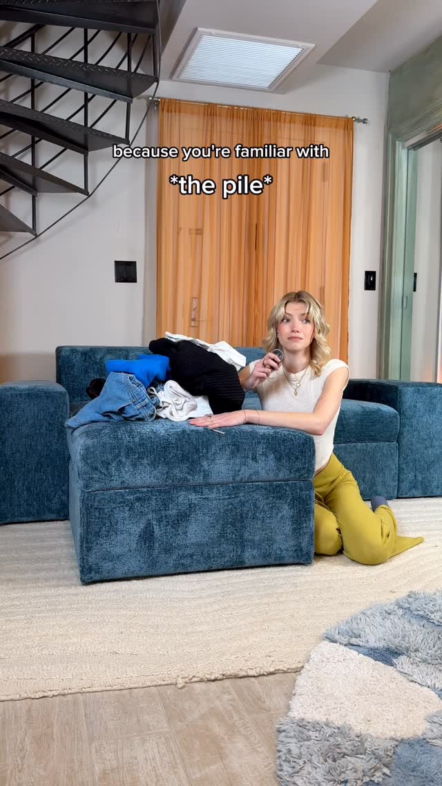 Instagram post by @niamhadkins for Cozey. Caption reads: I see your chair pile and raise you this @cozey....