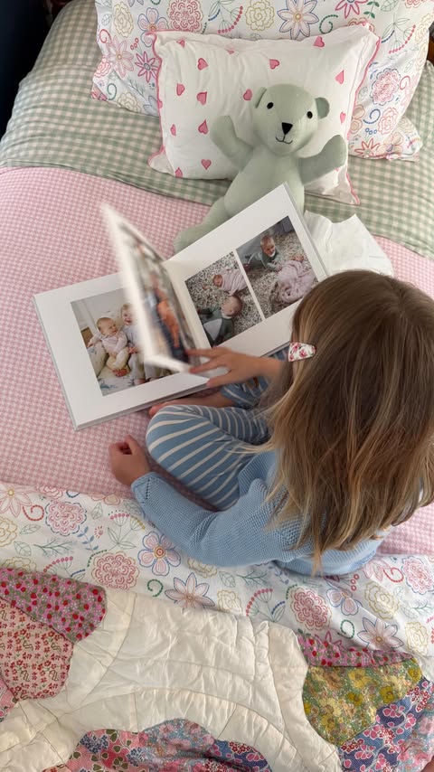 Instagram post by @samanthavarvel for Shutterfly. Caption reads: [...] her an album of her baby photos with....