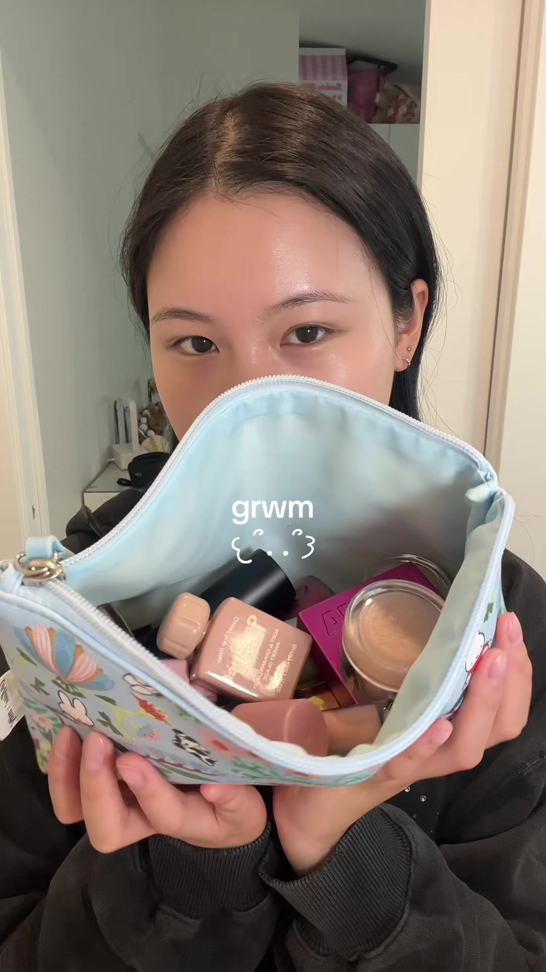 TikTok post by @kaitlynewong for Glow Is Here. Caption reads: 🍒 blush + lip combo <33 base: @glow blush: @Saie....