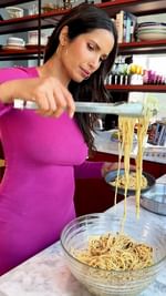 Instagram post by @owen.han for Bare Necessities. Caption reads: Here it is! My carbonara recipe. It’s not....