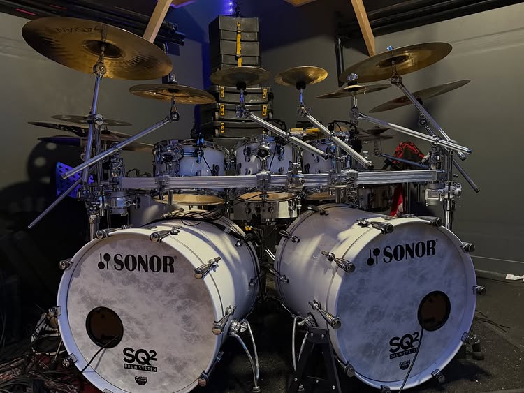 Instagram post by @ryanvanpoederooyen for EVANS Drumheads. Caption reads: Woodshedding hard on something VERY SPECIAL going....