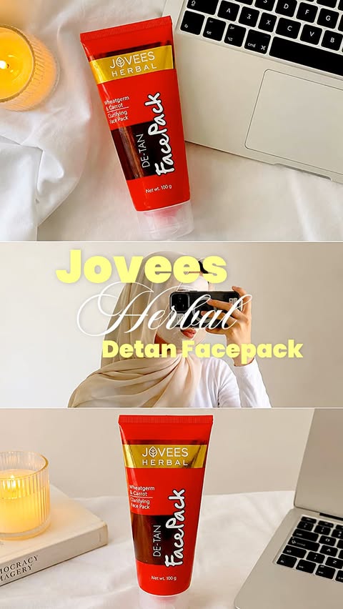 Instagram post by @thesparklingbliss_ for Jovees Herbal. Caption reads: Say goodbye to dull, tanned skin ✨🌿 Jovees Herbal....
