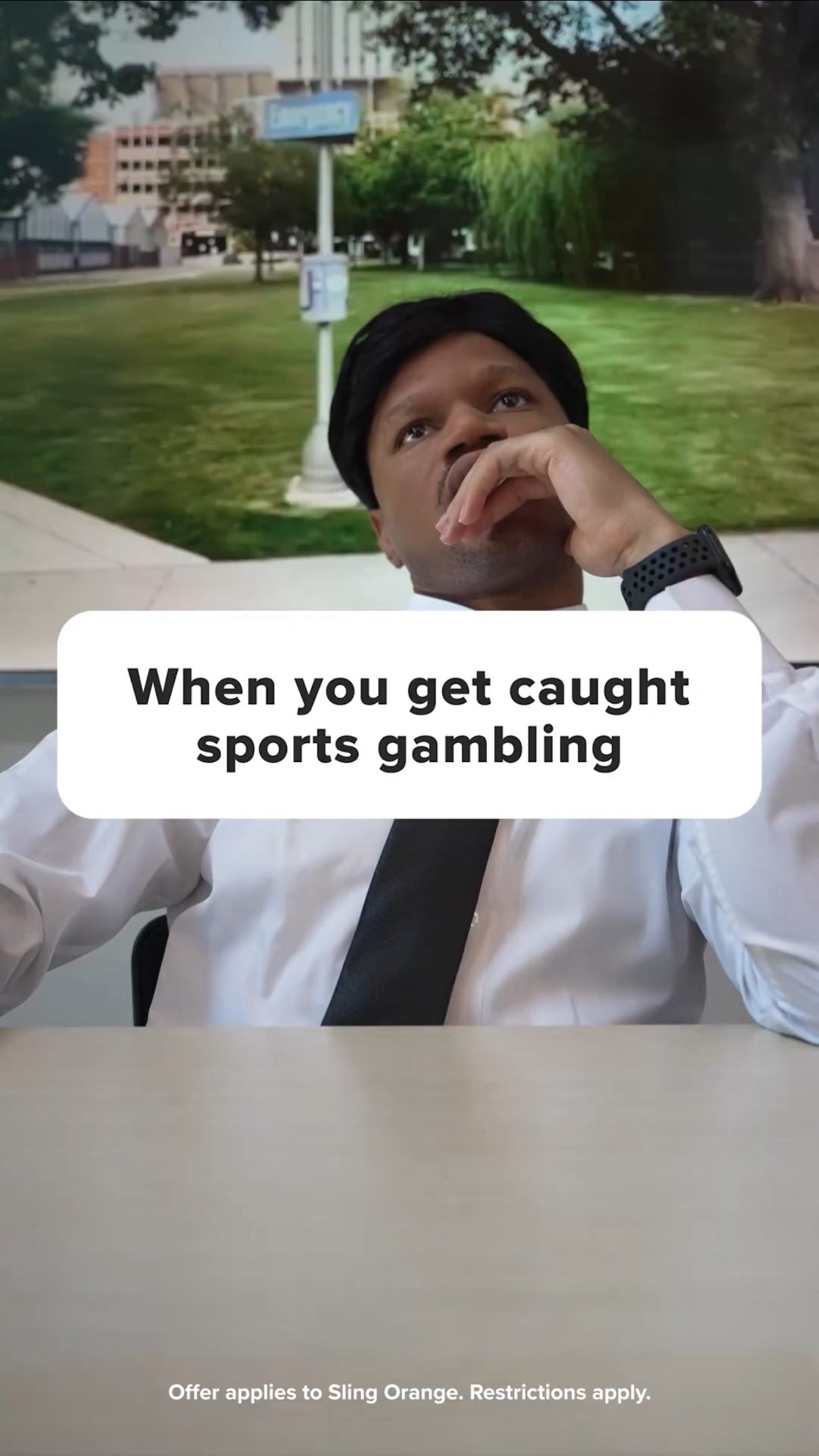 Instagram post by @mrgo30 for SLING TV. Caption reads: Don’t gamble when it comes to watching college....