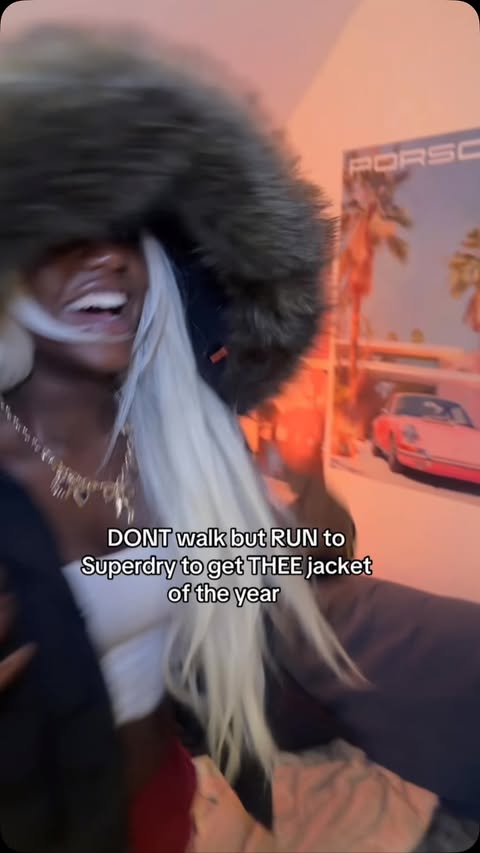 Instagram post by @staceystacksracks for Superdry. Caption reads: [...] when I’m wearing this jacket 😍😍😍....
