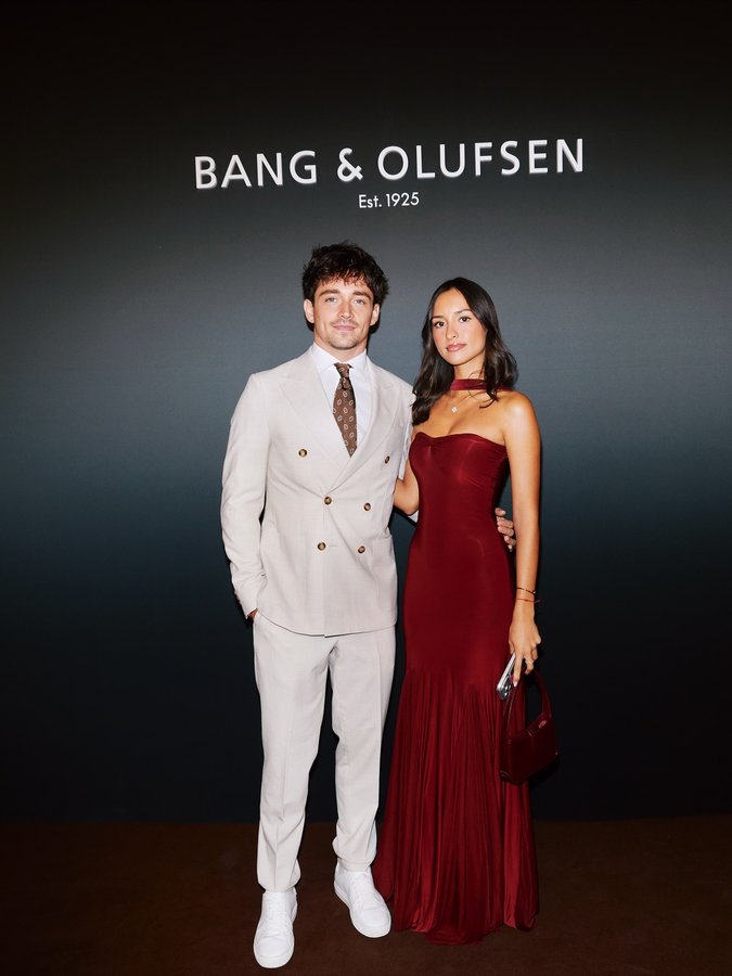 Instagram post by @charles_leclerc for Bang & Olufsen. Caption reads: A special night in Copenhagen celebrating 100....