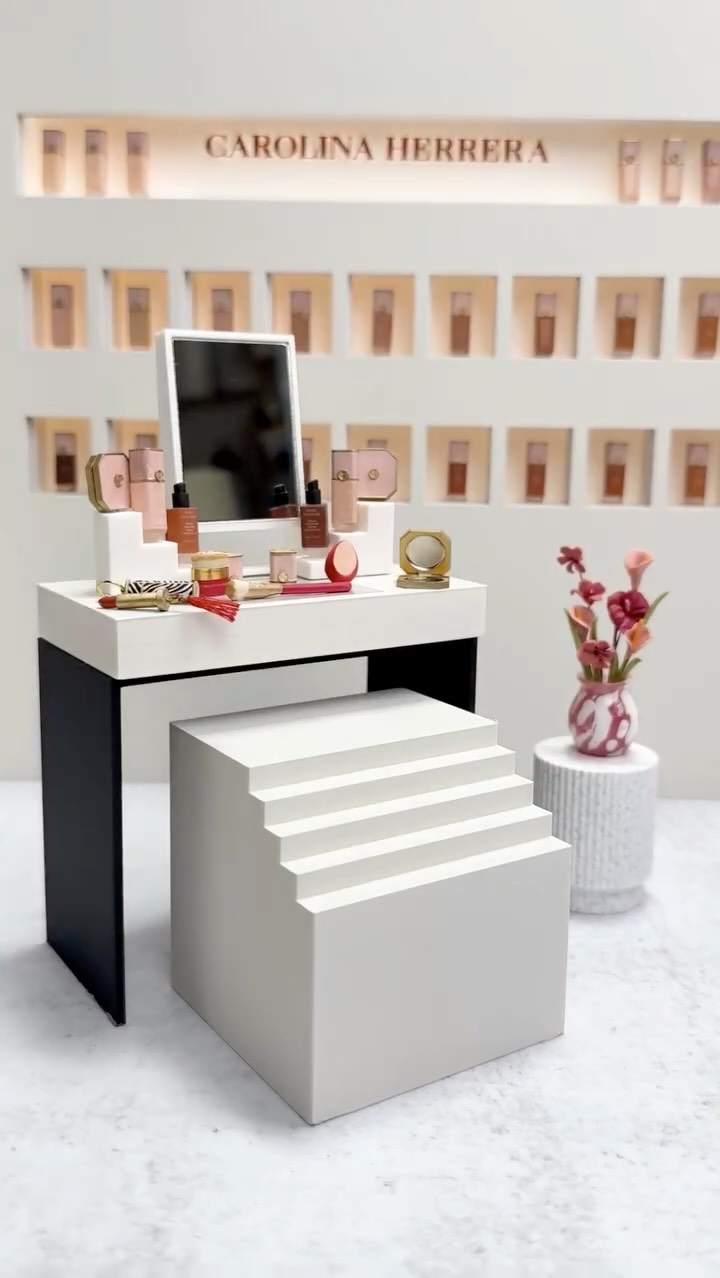 Instagram post by @chelseamakes for Carolina Herrera. Caption reads: The Nude Couture miniverse brought to life by....