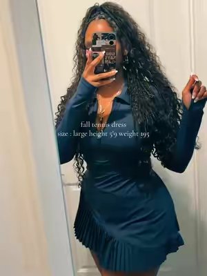 TikTok post by @jowiththevibez for MASKERT. Caption reads: tennis dress from @MASKERT GIRL 😍😊🫶🏽....