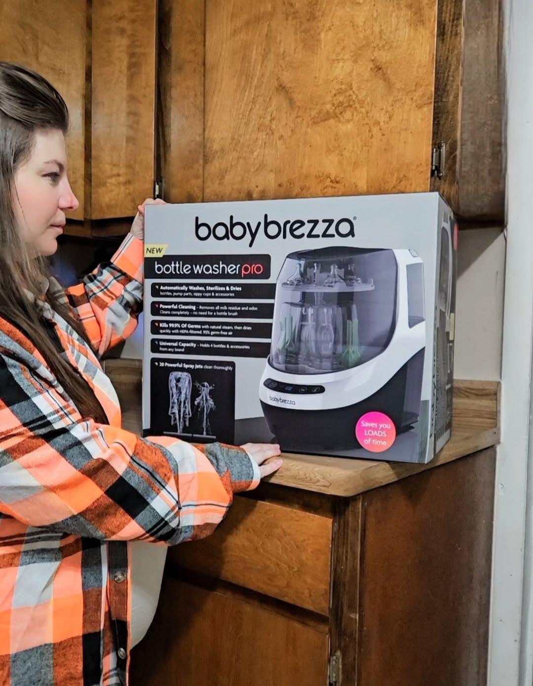 Instagram post by @cassandra_kayy_ for Baby Brezza. Caption reads: 37 weeks pregnant and deep in nesting mode 🙃✨....