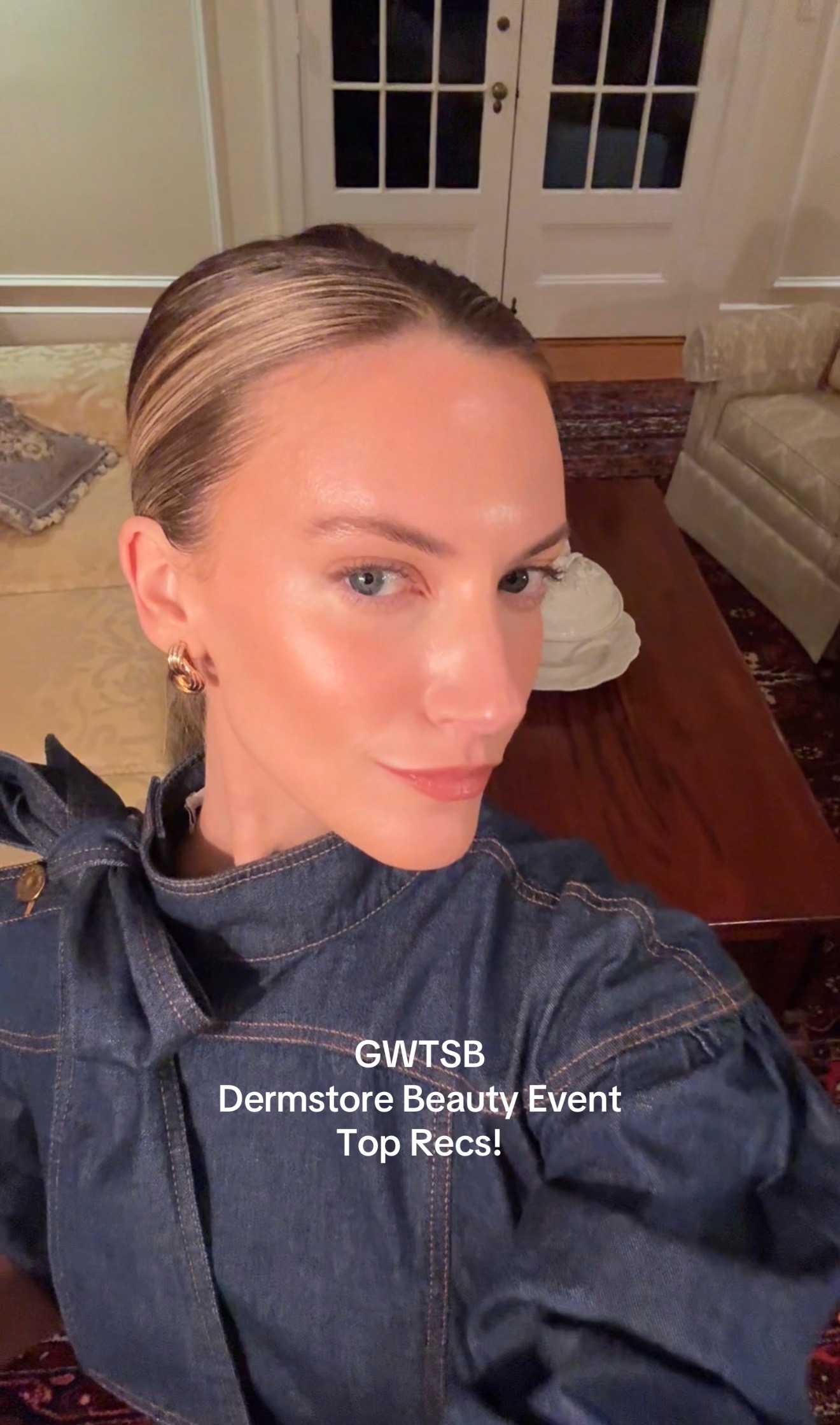 TikTok post by @girlwiththeslickback for Dermstore. Caption reads: Some of my absolute favorite products to splurge....