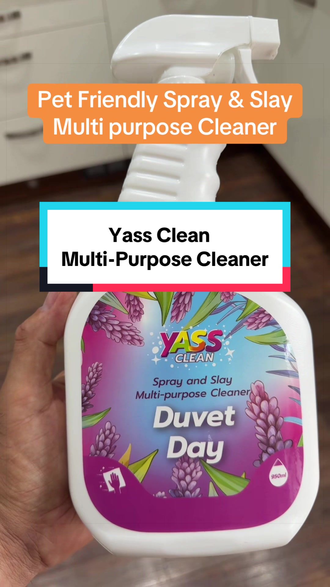 TikTok post by @kevreviews4u for Yass Clean. Caption reads: @Yass Clean #multipurpose #cleaning #springclean....