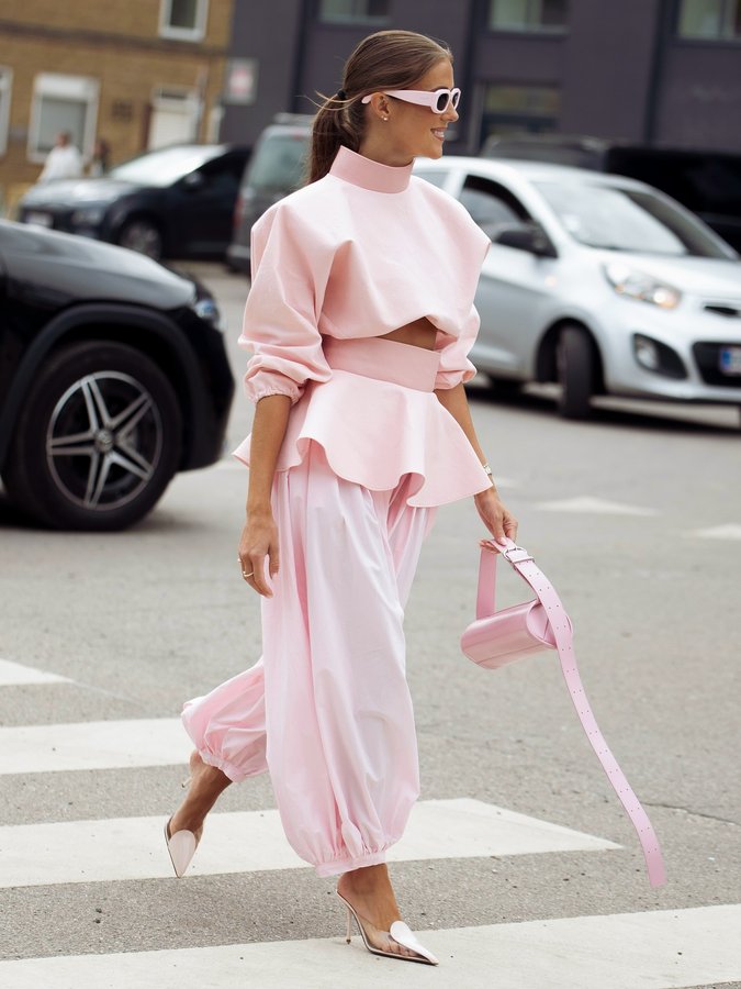 Instagram post by @ninasandbech for Source Unknown. Caption reads: [...] homemade top and belt, styled with....