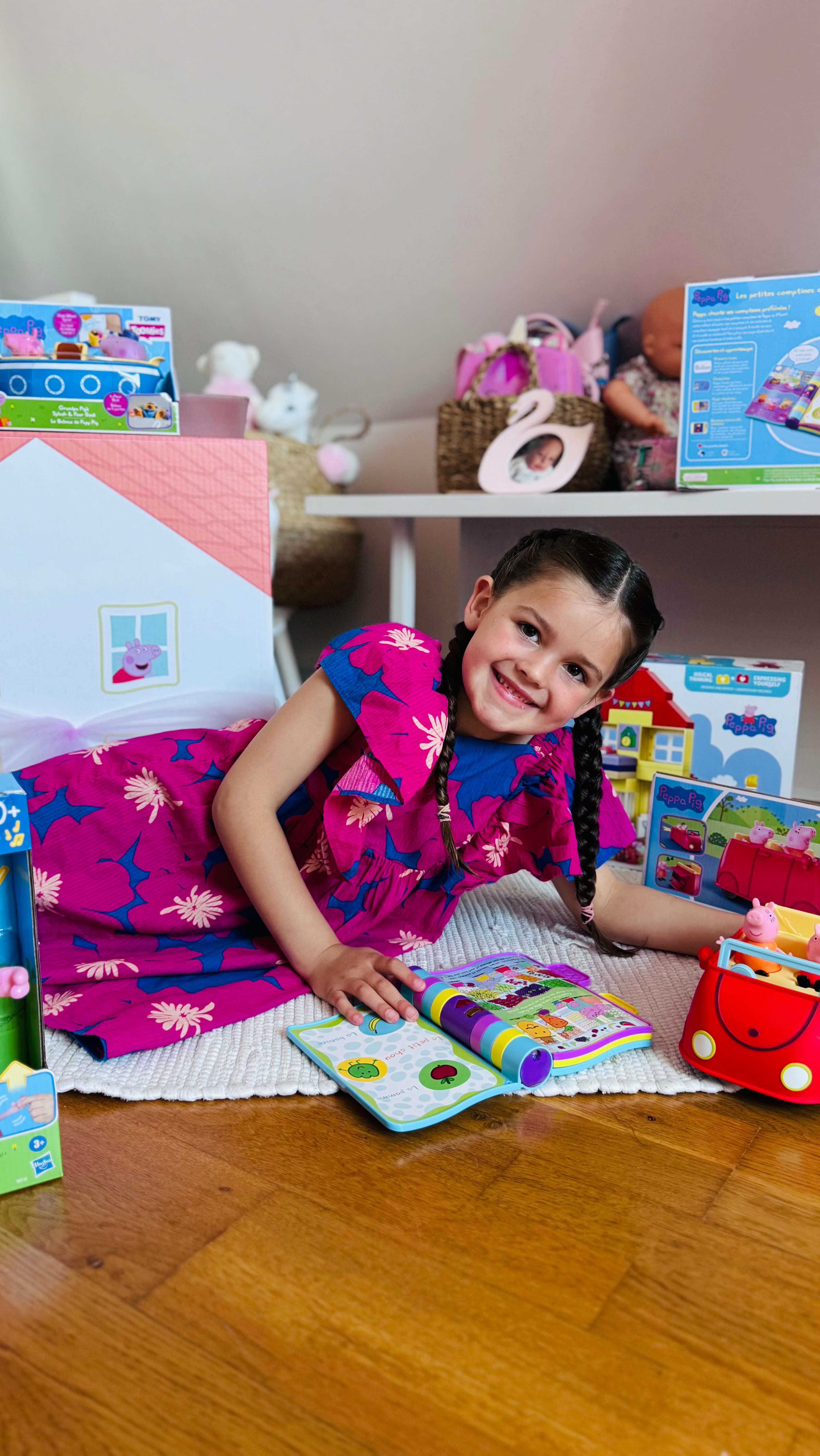 Instagram post by @famille.gonzalez.officiel for Hasbro. Caption reads: Peppa est la 1ère meilleure amie qui va....