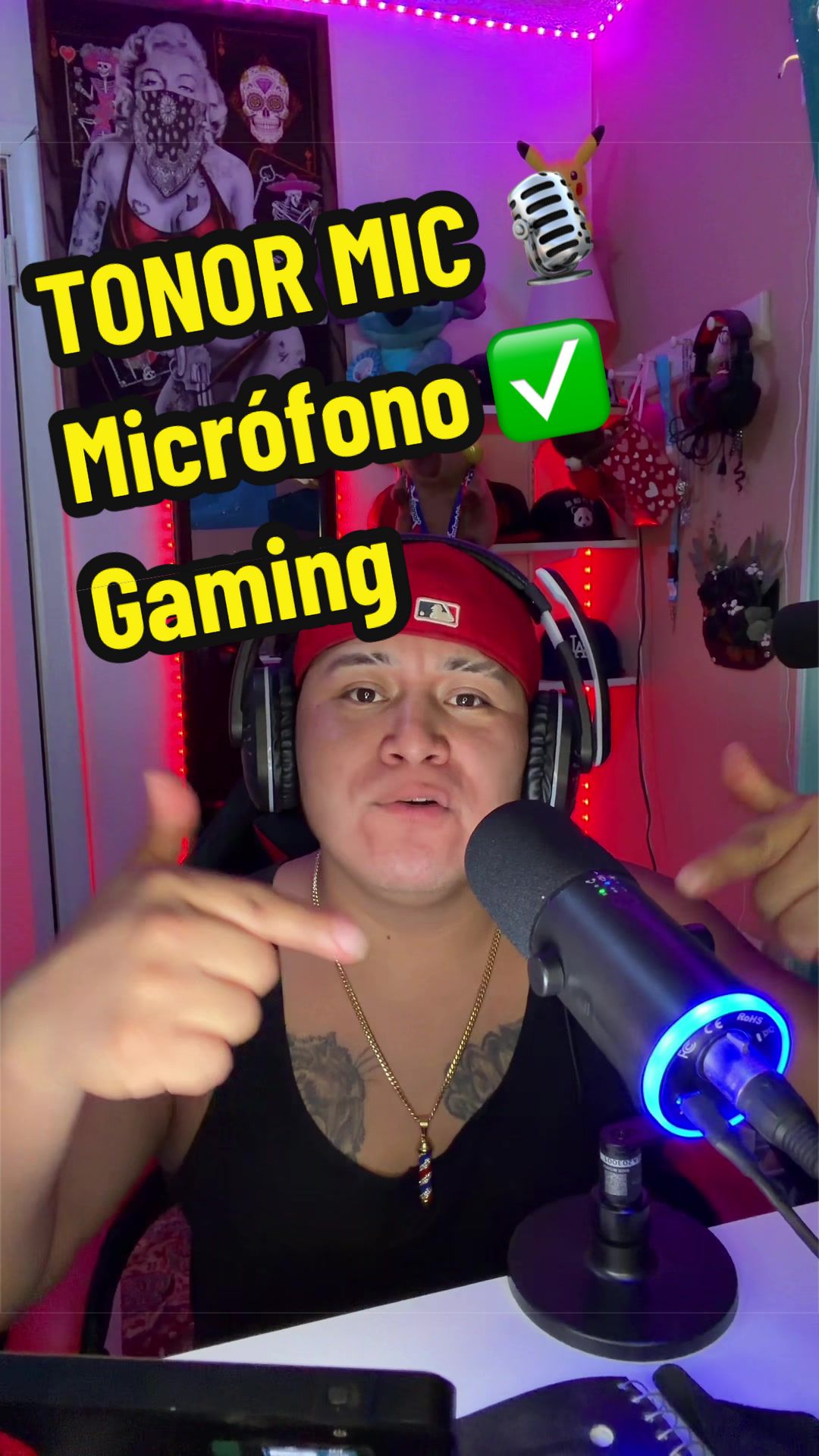 TikTok post by @shorty_rodriguezz for TONOR Microphone. Caption reads: @TONOR Mic ✅LES RECOMIENDO TONOR Dynamic Gaming....