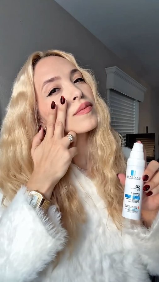 Instagram post by @madame_usnmz for LaRochePosayUS. Caption reads: Feeling grateful to partner with La Roche-Posay 💙....