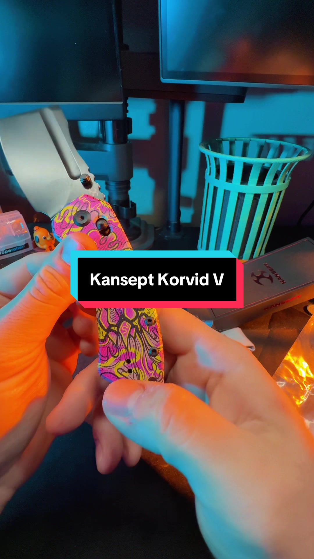 TikTok post by @mickey92f for Kanseptknives. Caption reads: @Kansept knives CRUSHED it with this one! This....