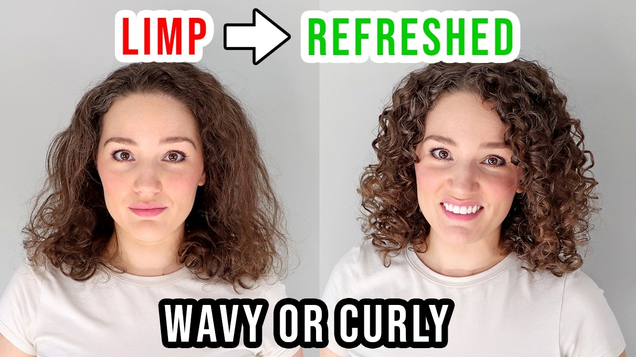 YouTube post by @GenaMarie for Curls Monthly. Caption reads: How to Refresh Limp, Loosened Waves & Curls +....