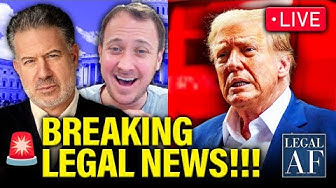 YouTube post by @MeidasTouch for Mack Weldon. Caption reads: LIVE: Major BREAKING Legal News from LEGAL AF!!! -....