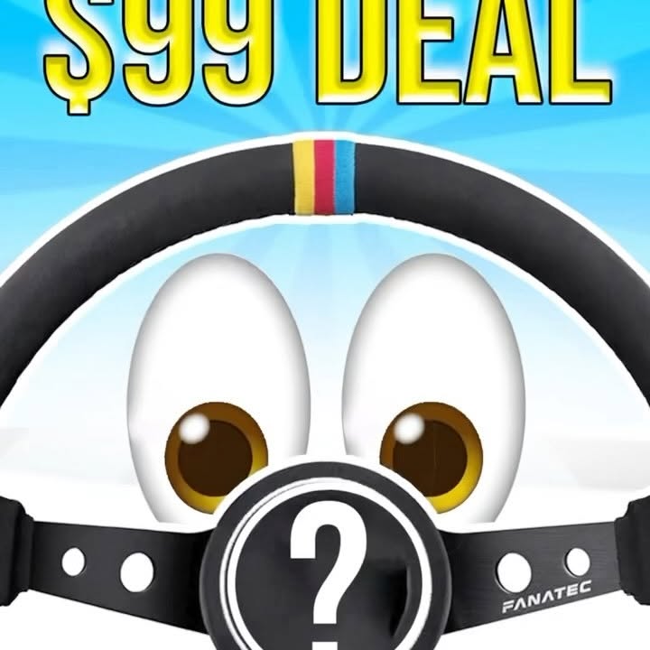 Instagram post by @oc_simracing for Fanatec. Caption reads: FANATEC’s $99 Sim Racing Deal 🔥 Available only....