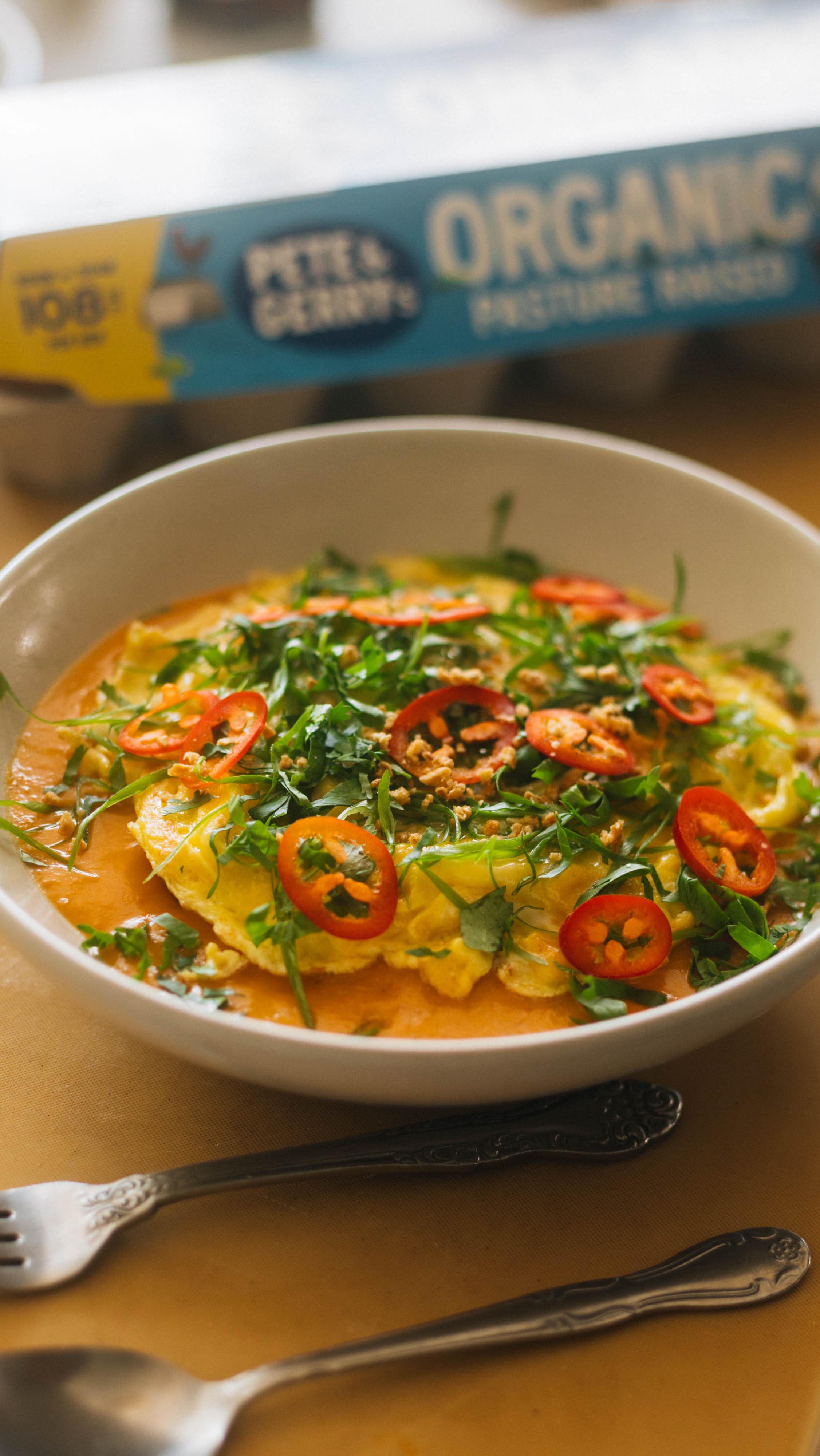 Instagram post by @potatoislike for Pete & Gerry's. Caption reads: Satisfying my soup cravings with this twist on a....