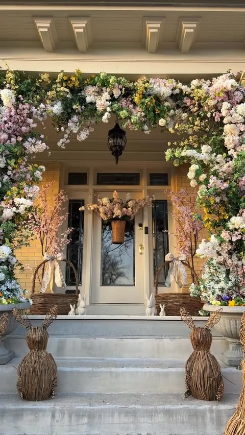 Instagram post by @jessicarchibald for Pottery Barn. Caption reads: spring porch day 3 and reveal! #mypotterybarn.