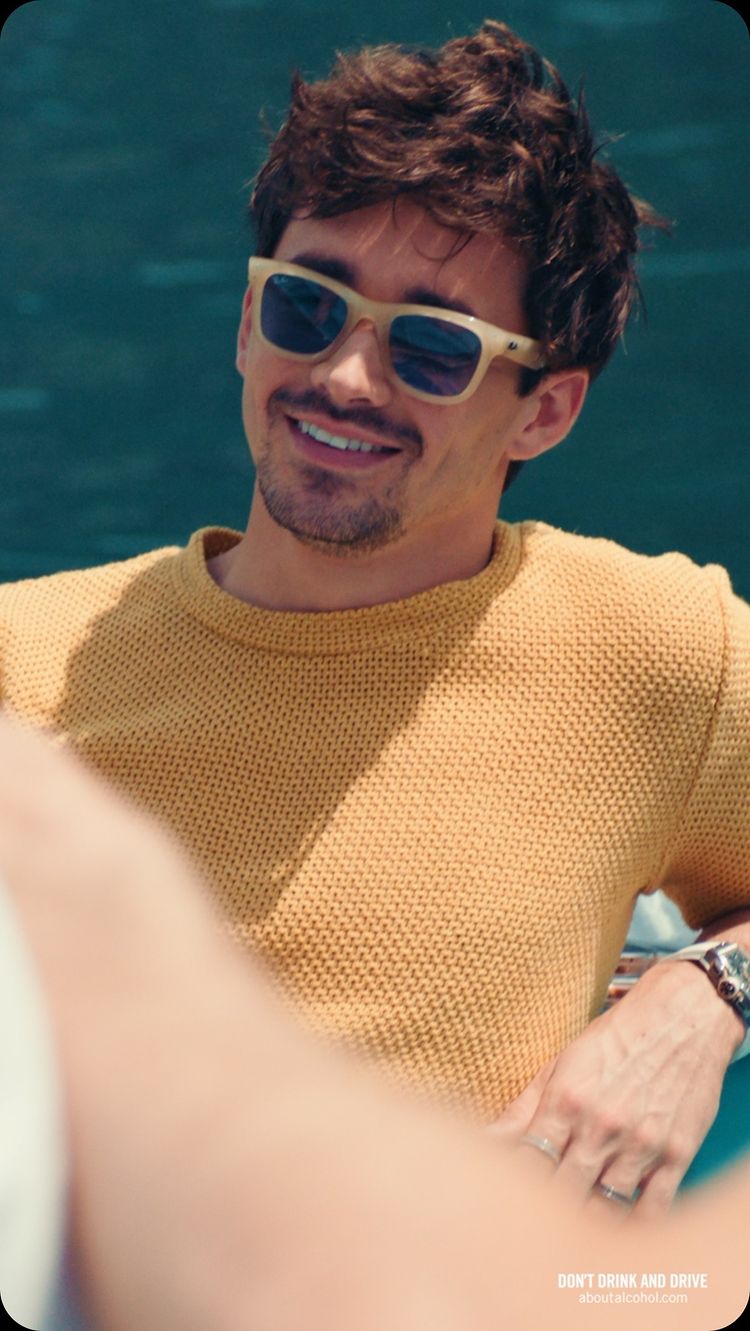 Instagram post by @charles_leclerc for Peroni Nastro Azzurro. Caption reads: Boat, friends, and Peroni Nastro Azzurro 0.0% –....