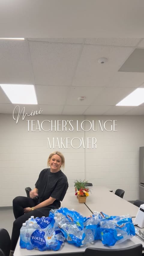 Instagram post by @barcbybrettandali for Wallblush. Caption reads: Mini Teacher’s Lounge Makeover — a small way to....