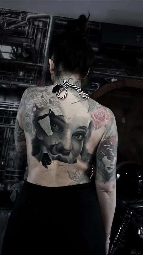 Instagram post by @k.inkedgirl for JCONLY. Caption reads: [...] tattoo Powered by @worldfamousink....