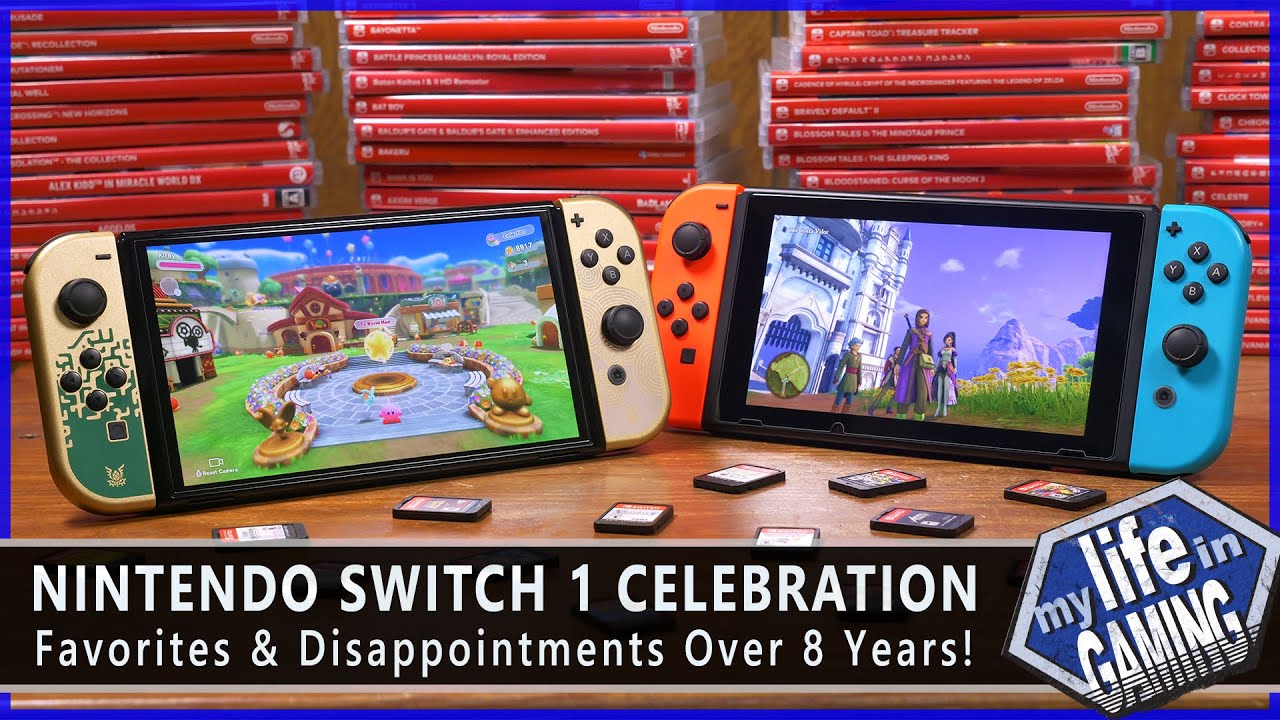 YouTube post by @mylifeingaming for Bandcamp. Caption reads: Nintendo Switch 1 Celebration - Our Favorites &....