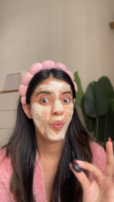 Instagram post by @sarasindhwani for ClayCo.. Caption reads: [...] skincare is throwing a bubble party 🫧✨....