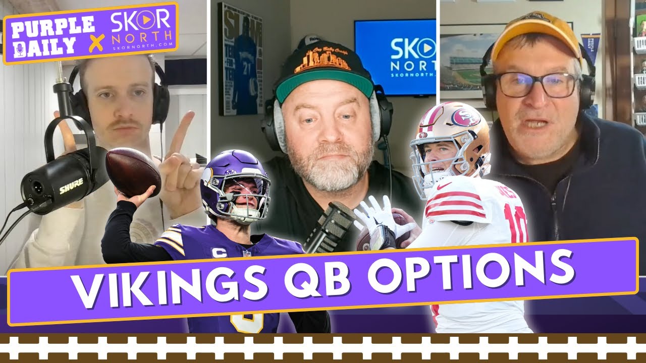 YouTube post by @PurpleDailyPodcast for Omaha Steaks. Caption reads: Minnesota Vikings seeking ‘established options’ at....