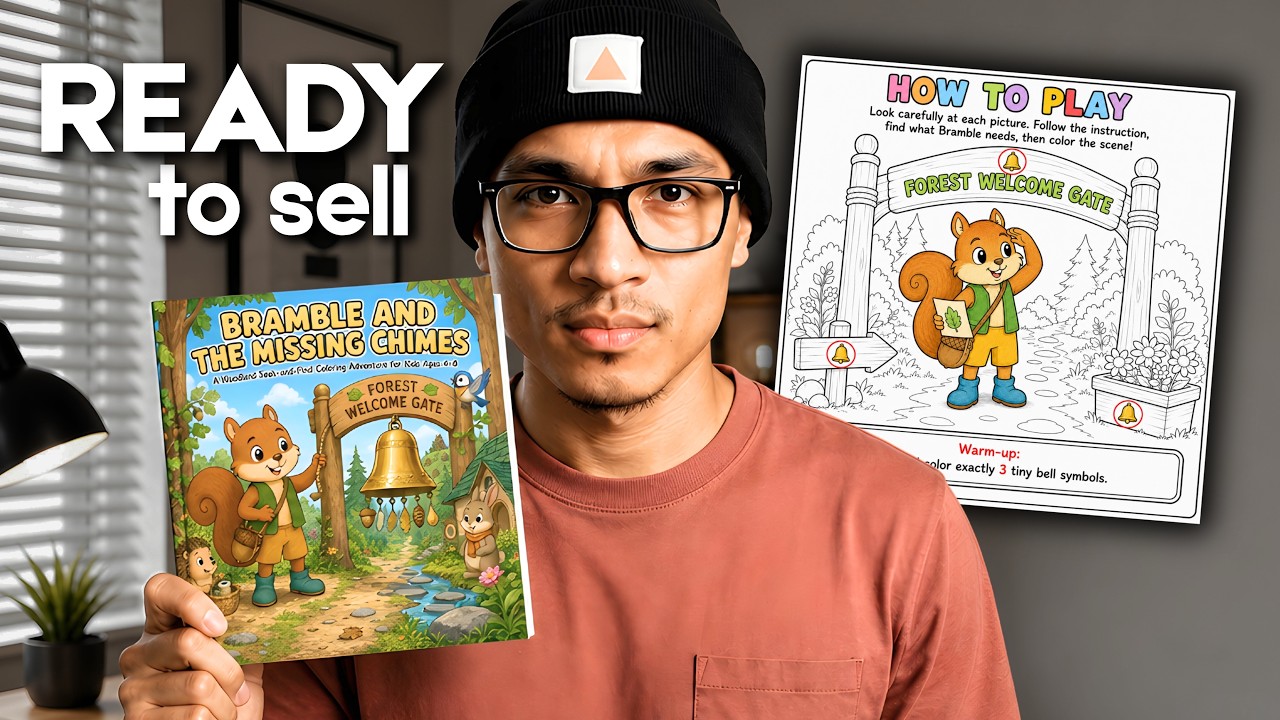 YouTube post by @JeffSetLife for Kittl. Caption reads: ONE AI Prompt Creates a Ready-to-Sell KDP Book for....