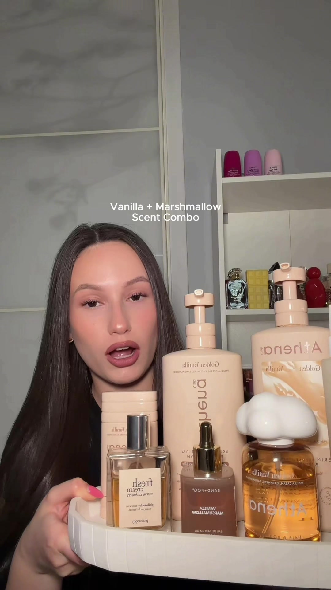 TikTok post by @anasfragranceoutlet for philosophy. Caption reads: [...] Brooklyn @SAND AND FOG @philosophy....