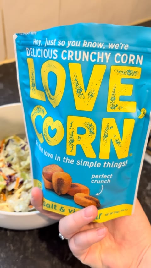 Instagram post by @lydstreasure for LOVE CORN. Caption reads: I’ve loved @lovecorn_snacks for a long time but....
