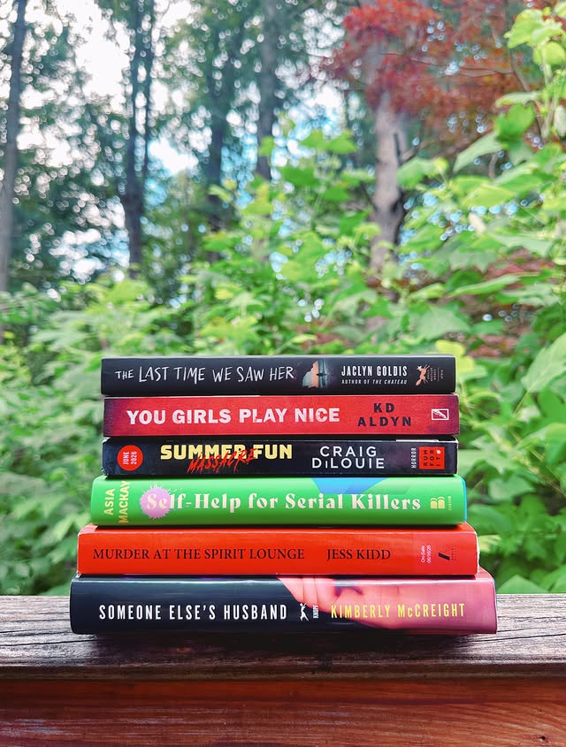 Instagram post by @jess_reads_books for Atria Books. Caption reads: New thriller books, mystery books, and horror....