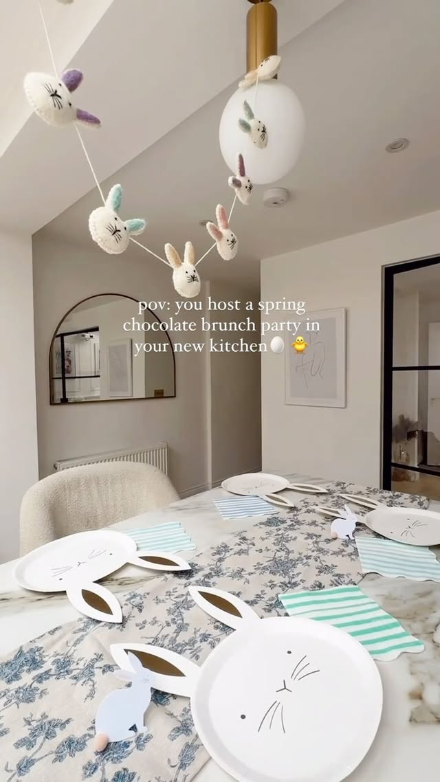 Instagram post by @emshelx for Meri Meri. Caption reads: This is your sign to host an Easter brunch 🤍 any....