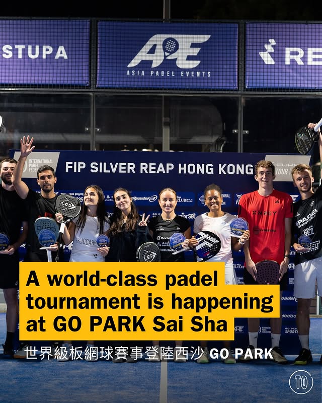 Instagram post by @goparksaisha for Time Out. Caption reads: Hong Kong’s major international padel event – FIP....
