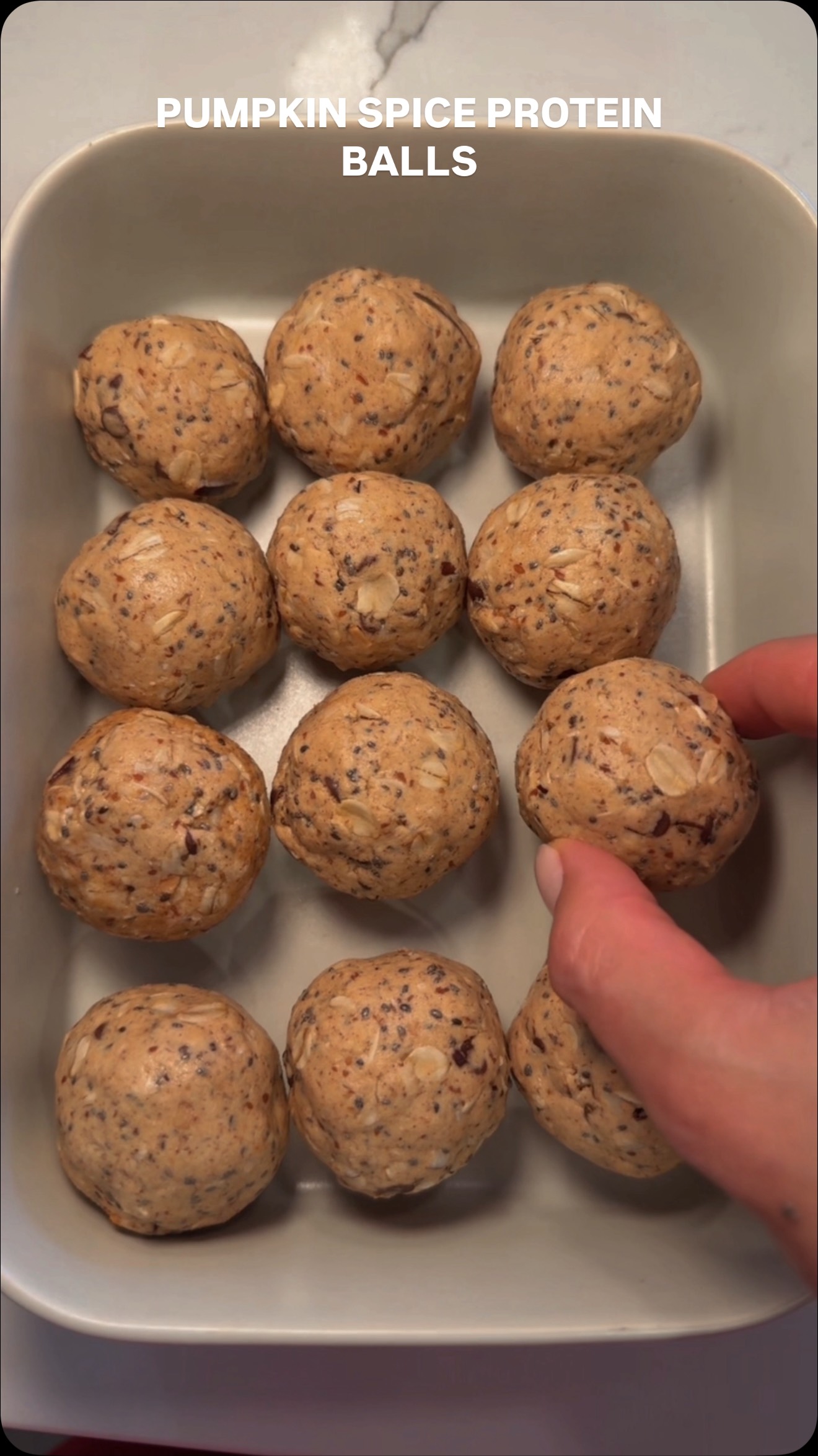 Instagram post by @christinaaa.thornton for Truvani. Caption reads: PUMPKIN SPICE PROTEIN BALLS 🍂🤍🫶

✨1/2 cup oats....